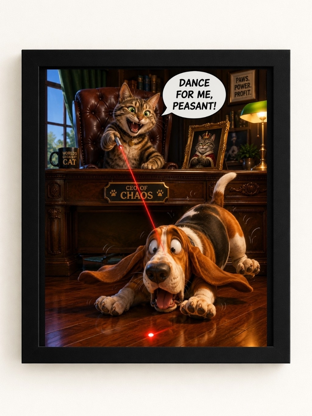 Cat & Dog Whimsy A.I. Art Print - 8x10 Frame